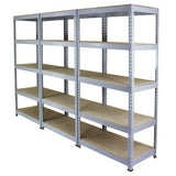 Q-Rax Grå Lagerhyllor / Förvaringshyllor - 90 cm (B) x 180 cm (H) x 50 cm (D)