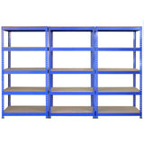 3 x Q-Rax Metallhyllor 90 x 50 x 180 cm Blå