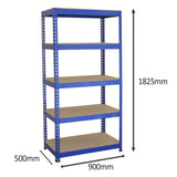 3 x Q-Rax Metallhyllor 90 x 50 x 180 cm Blå