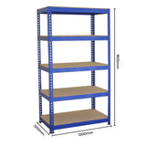 Q-Rax 3 x 90cm & 2 x 120cm Blå Metallhyllor