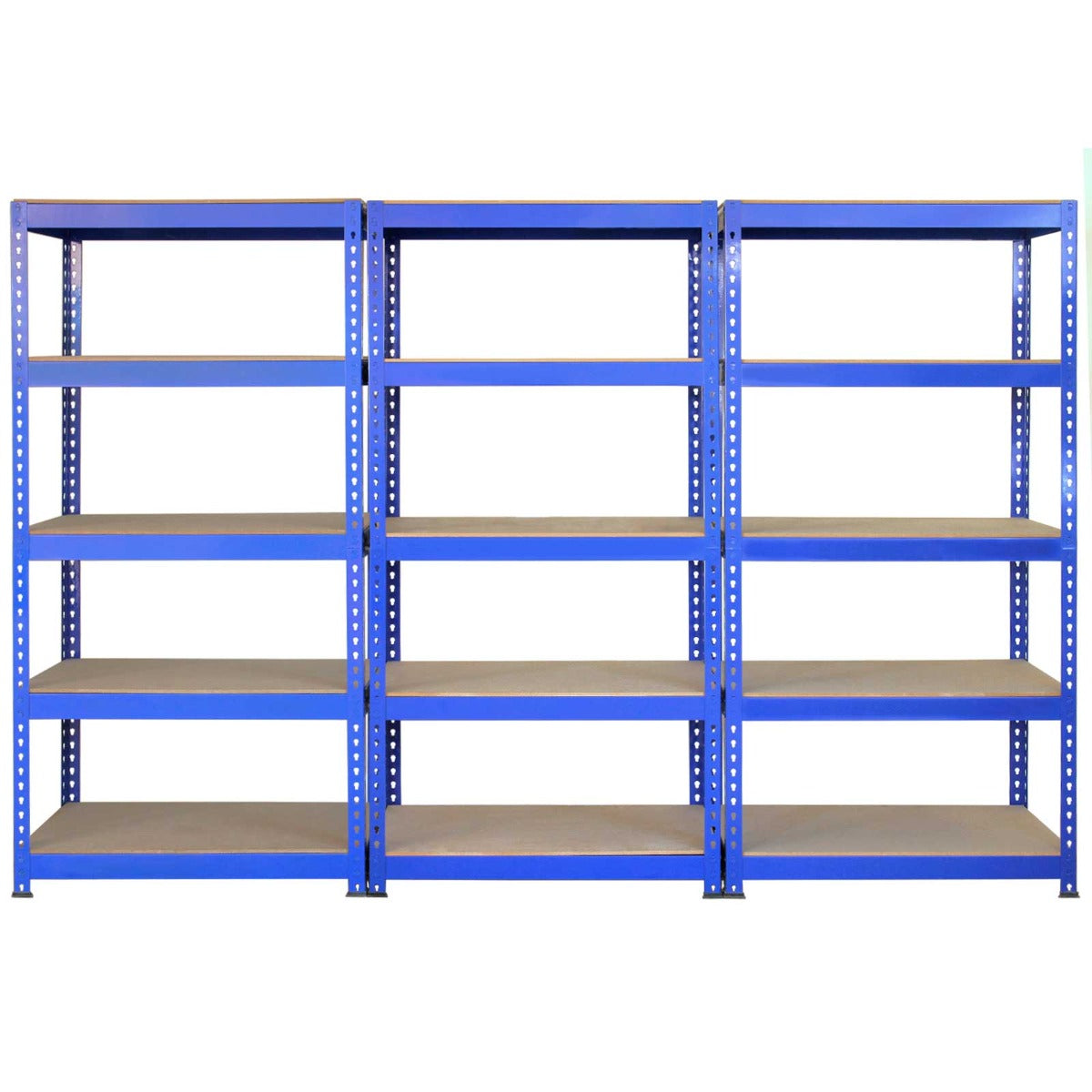 3 x Q-Rax Blå Metallhyllor 90 x 50 x 180 cm
