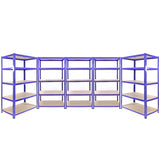 3 x Q-Rax Hyllsystem Blå 90 x 50 x 180cm + 2 x Hyllsystem Blå 120 x 50 x 180cm