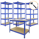 Q-Rax 3 x 90cm & 2 x 120cm Blå Metallhyllor