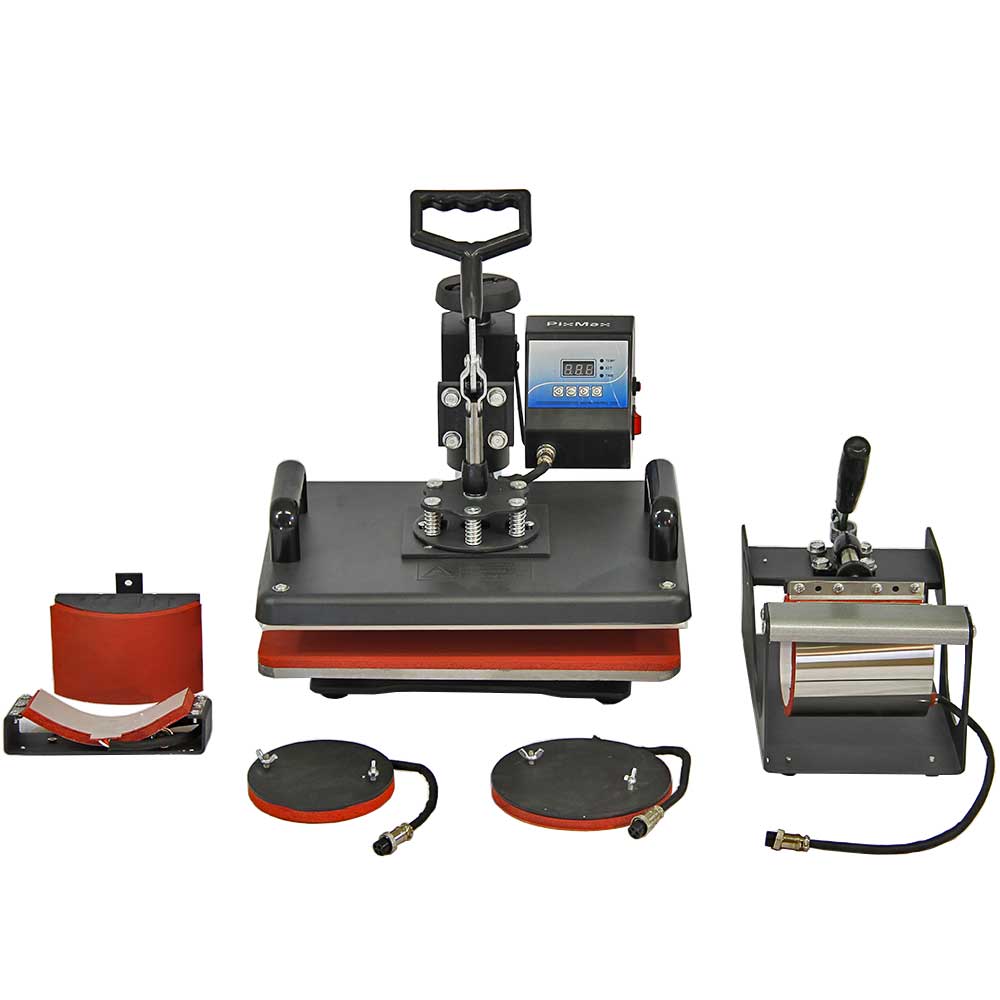 PixMax Svart Sublimering 5 i 1 Kombinations Värmeöverföringsmaskin