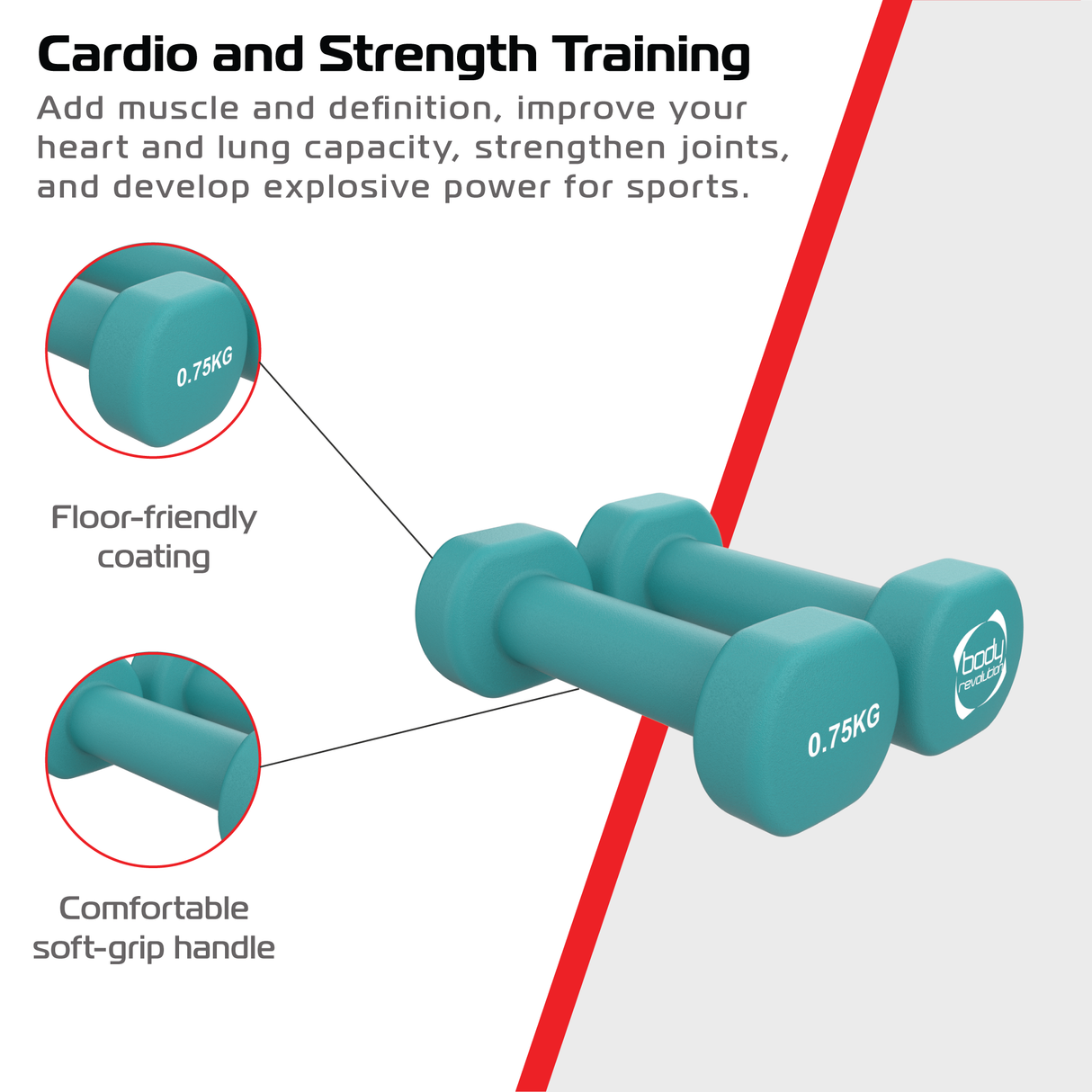 2 neoprenhantlar på 0,75 kg