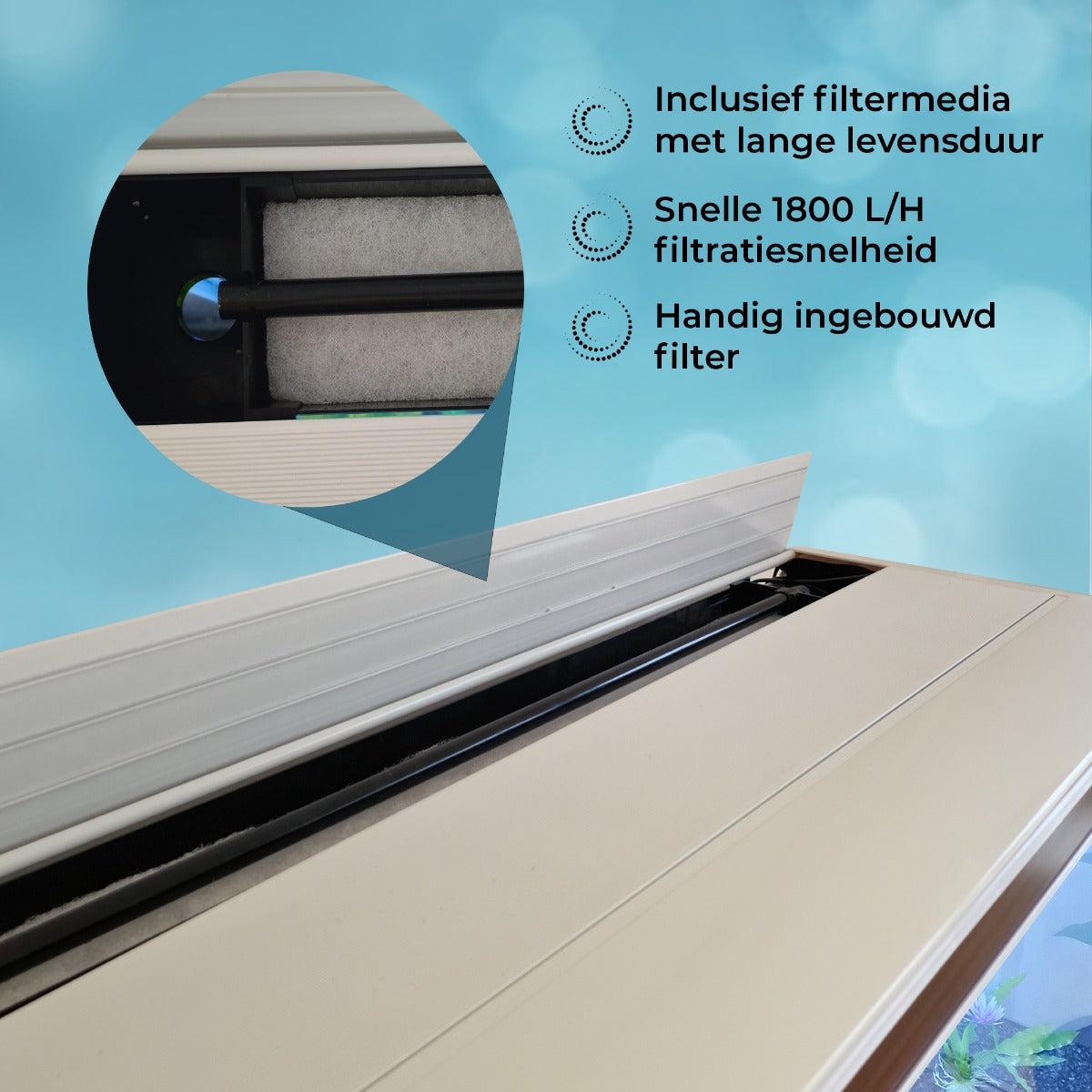 Akvarium med Vitt Skåp & Blå Sand