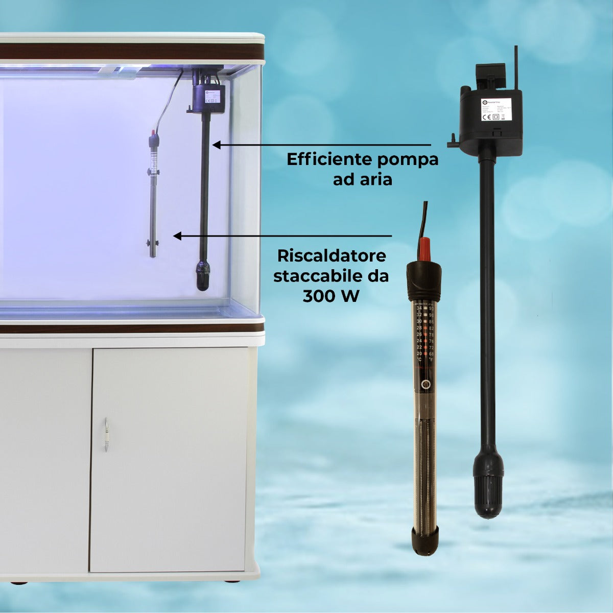 Akvarium med Vitt Skåp & Naturlig Sand