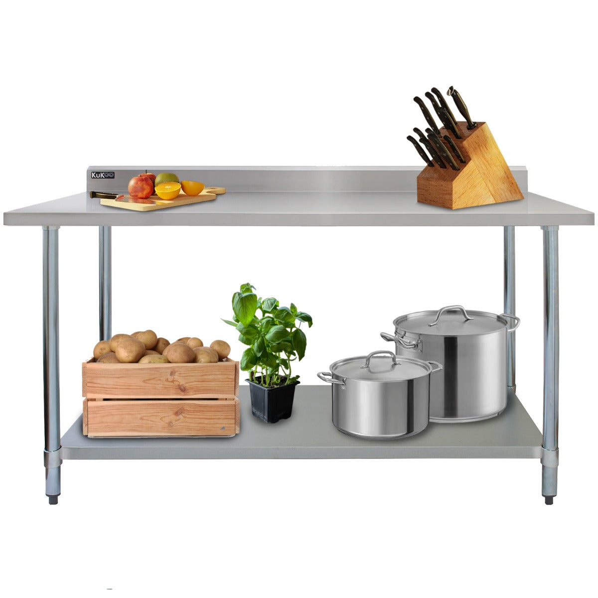 Kommersiellt cateringbord i rostfritt stål - 182cm brett