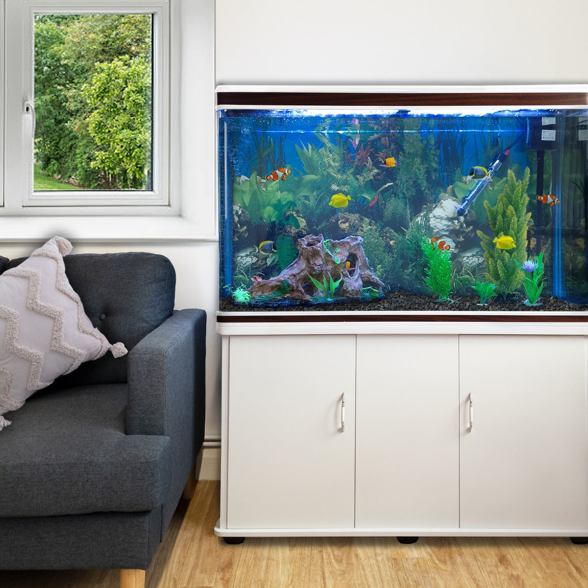 Akvarium med Skåp - Vit