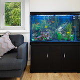 Akvarium med Svart Skåp & Blå Sand