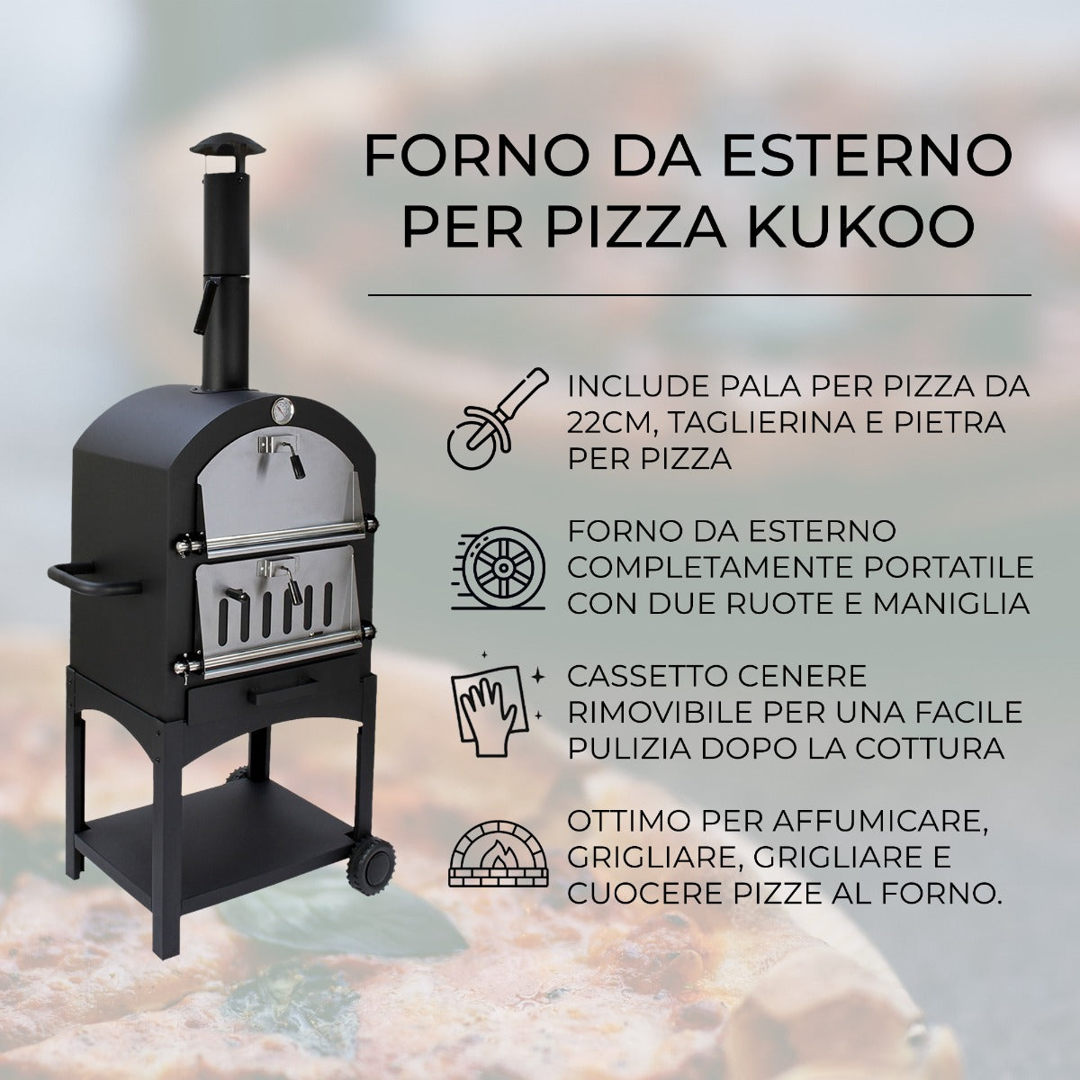 Pizzaugn för Utomhusbruk med Pizzaspade
