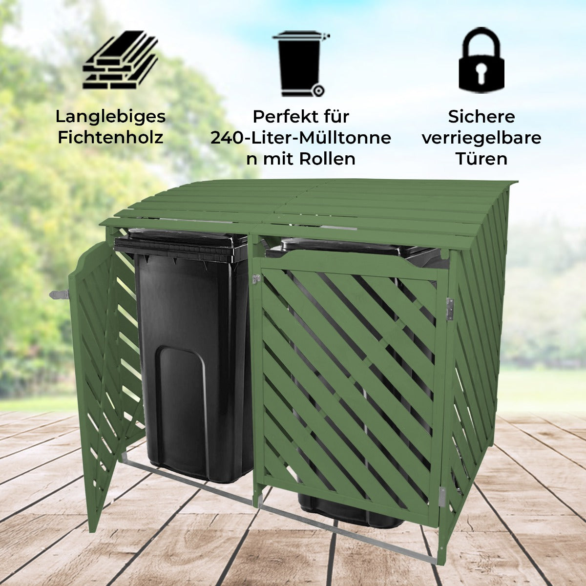 Förråd för Två Soptunnor (Grön)