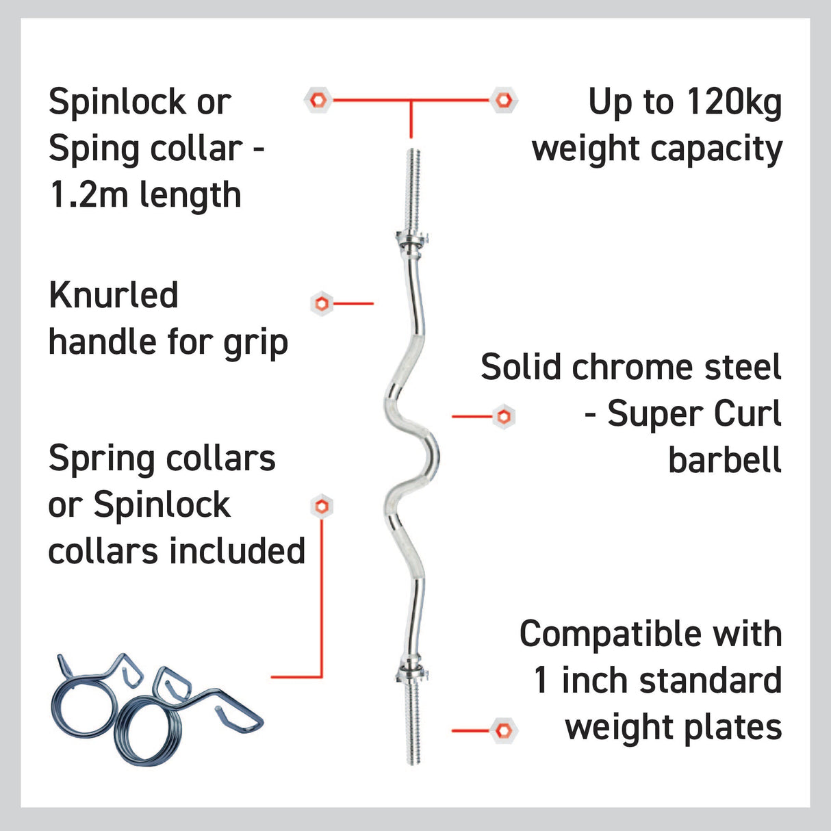 Body Revolution EZ 1" Super Curl Skivstång - 1,2m