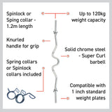 Body Revolution EZ 1" Super Curl Skivstång - 1,2m