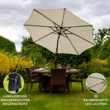Gräddvitt 2.7m LED Lutande Parasoll