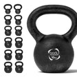 Gjutjärn kettlebell i svart med grepphandtag, vikt 10 kg, strukturerad yta, perfekt för styrketräning och fitnessövningar