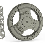 Viktskivor i gjutjärn - 1" standard tri-grepp par (1,25 - 25 kg)