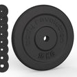 Viktskiva i gjutjärn, svart med slät yta, 15 kg, rund form och tydlig text, perfekt för styrketräning och gymutrustning