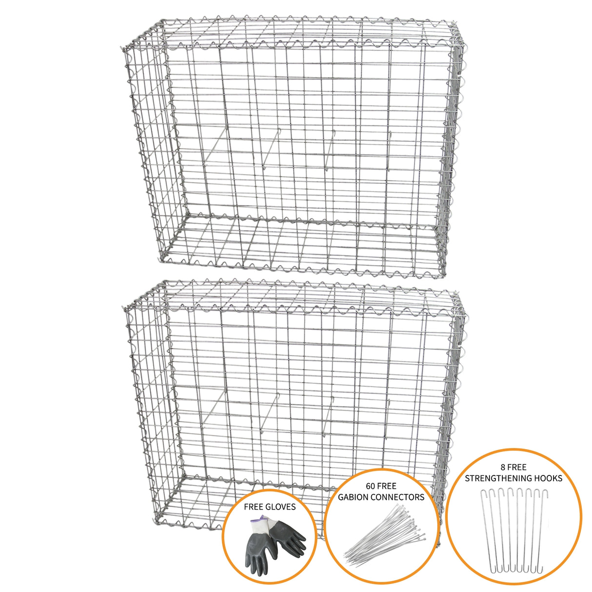 2 st Gabioner 80 cm (H) x 100 cm (B) x 30 cm (D)