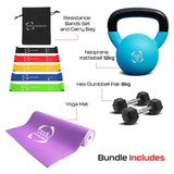 Hemmagym - Hantlar + Kettlebell + Yogamatta + Motståndsband
