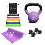 Hemmagym - Hantlar + Kettlebell + Yogamatta + Motståndsband