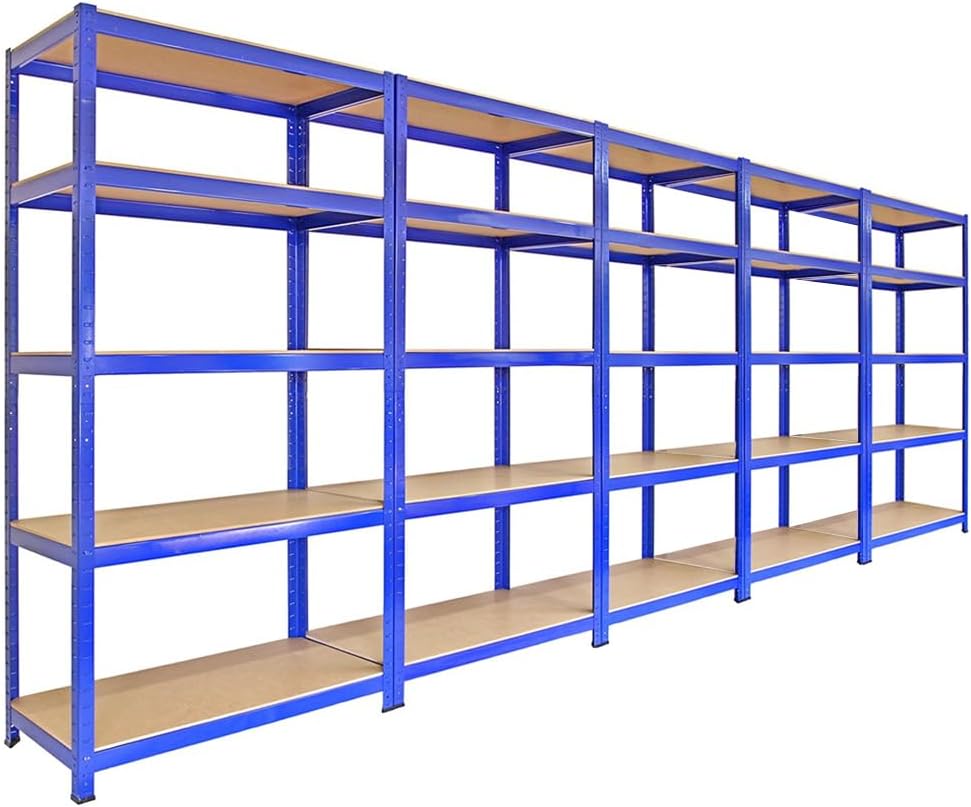 5 x 90 cm Blå Förvaringsenheter med 4200 kg Viktkapacitet GRATIS Ihopkopplingsfästen & Gummiklubba