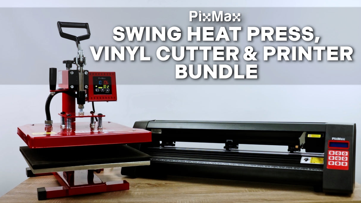 Pixmax 38 cm Svängbar Värmepress, 72 cm Skärplotter & Skrivare