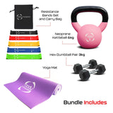 Hemmagym - Hantlar + Kettlebell + Yogamatta + Motståndsband