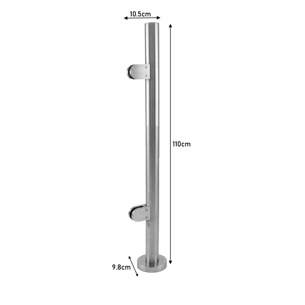 MonsterShop balustrad i rostfritt stål, ändstolpe, 90 cm H