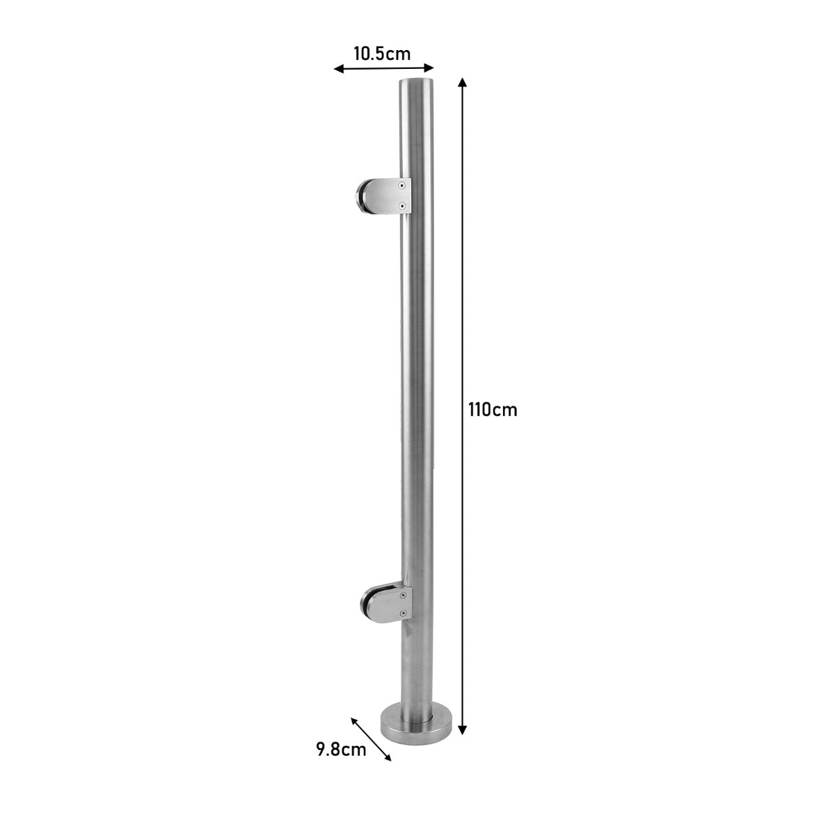 MonsterShop balustrad i rostfritt stål, ändstolpe, 113 cm H